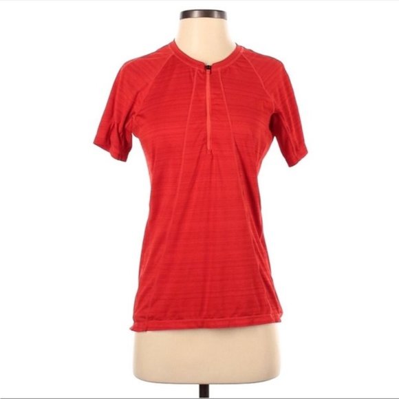 Athleta Pacifica Rash guard tees short sleeve orange color Sz S - Picture 3 of 8